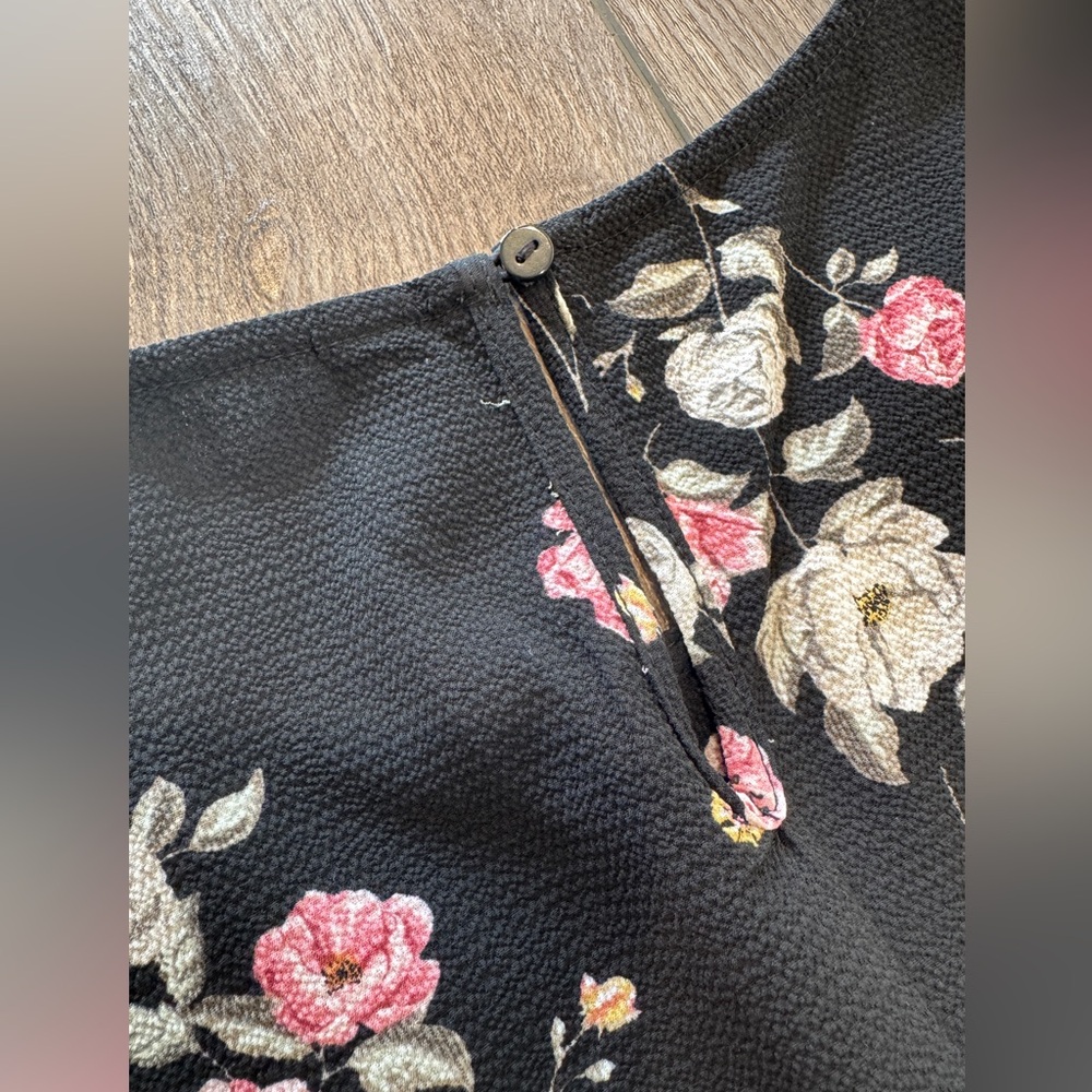 H&M Black Floral Long Sleeve Dress - Pink & White Roses - Picture 4 of 16